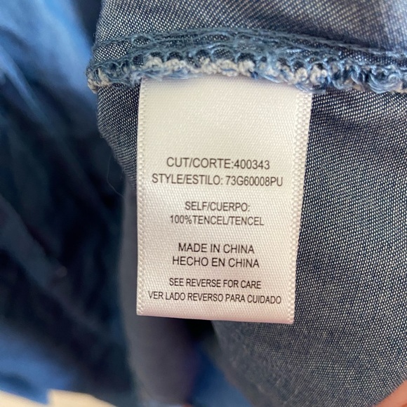 Free 2 Luv Chambray Embroidered Boho Casual Dress Sz 0X - Picture 4 of 12